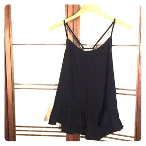 Black Peplum Racerback Blouse